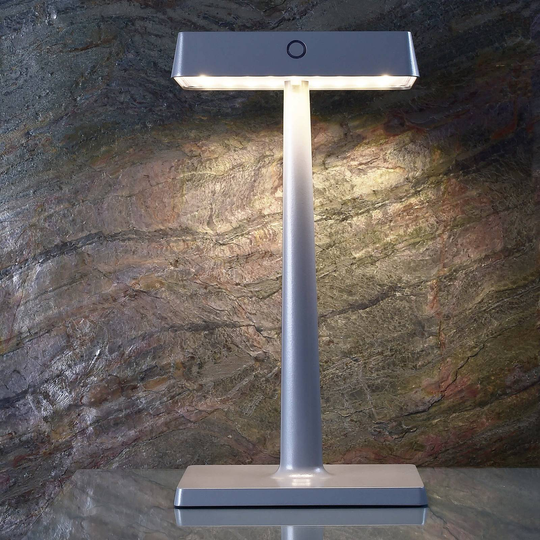 LED-bordlampe Algieba, batteridrevet, grå