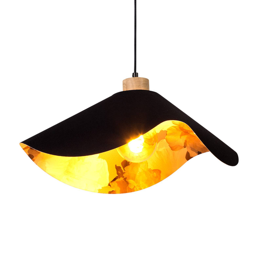 Envolight Marian hengelampe svart/blomster Ø50cm