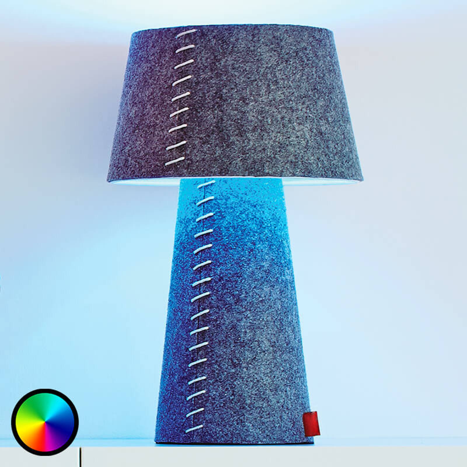 Fargevekslende LED-bordlampe Alice av filt