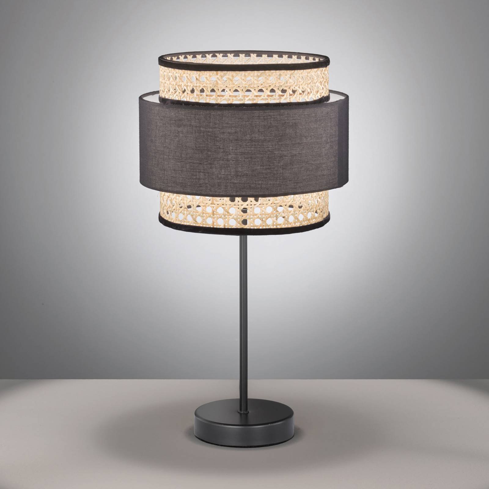 Bordlampe Tape med rottingskjerm