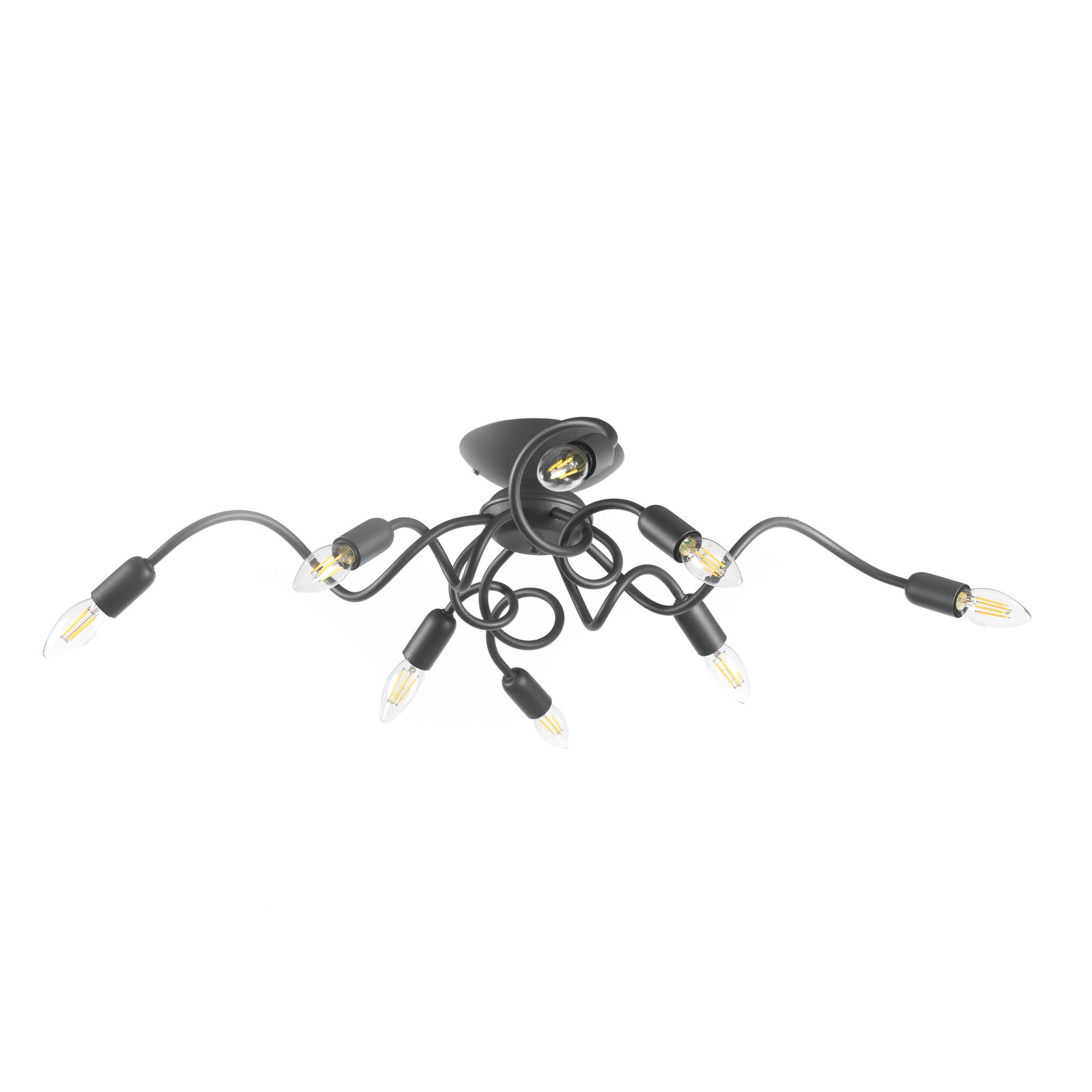 Taklampe Sebastian, åtte lyskilder, mørkegrå