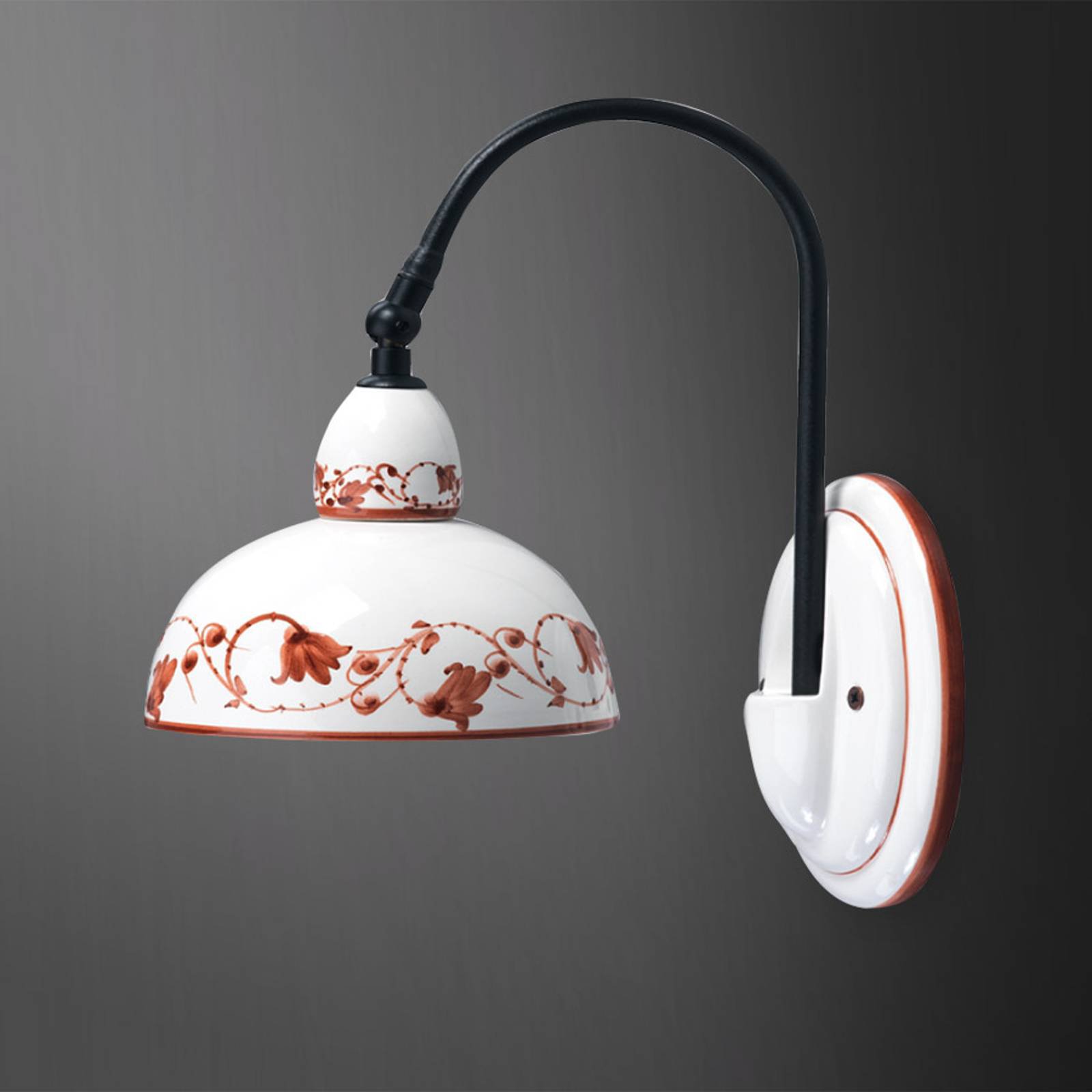 Keramisk vegglampe Murano II med brunt mønster