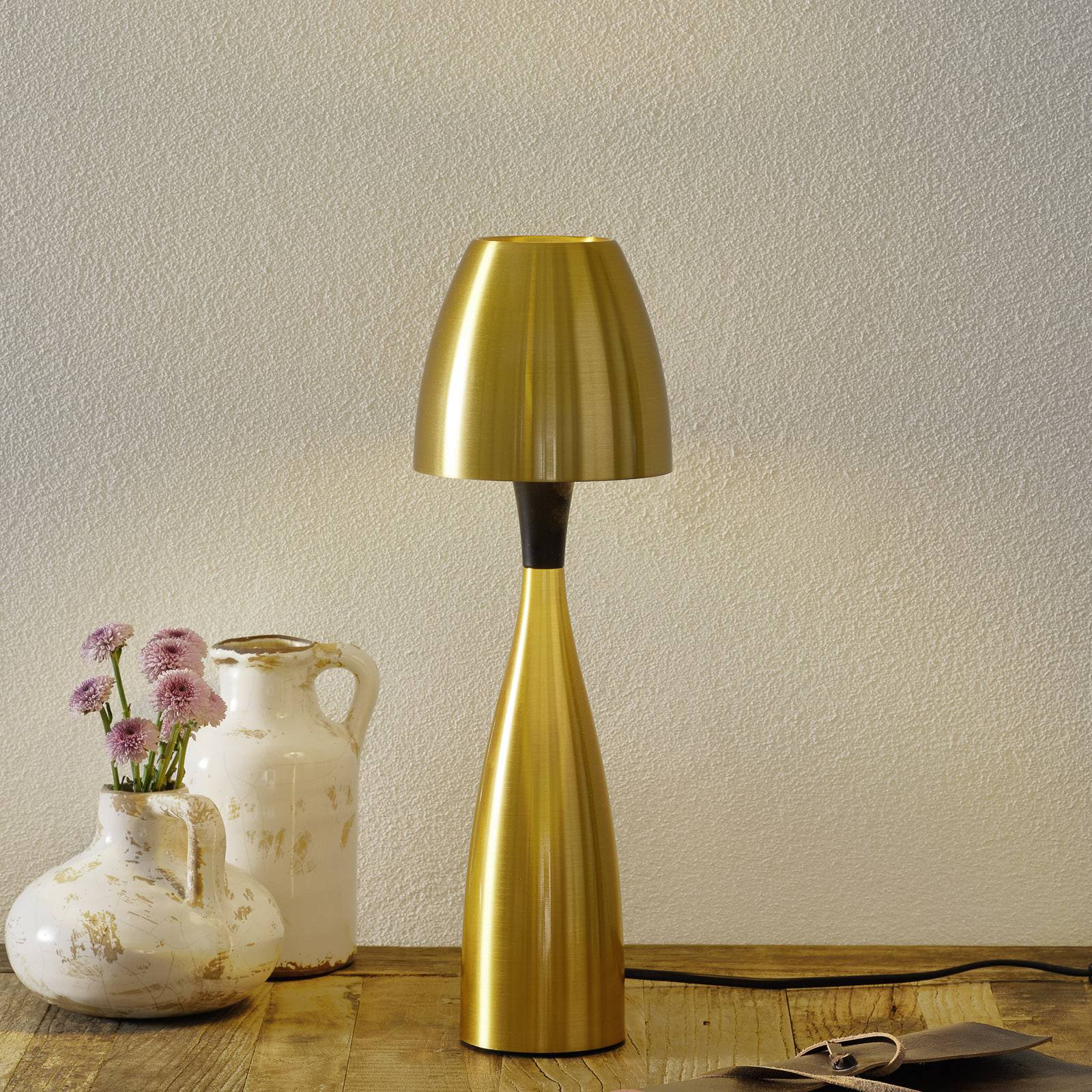 Messingfarget LED-bordlampe Anemon 38,9 cm