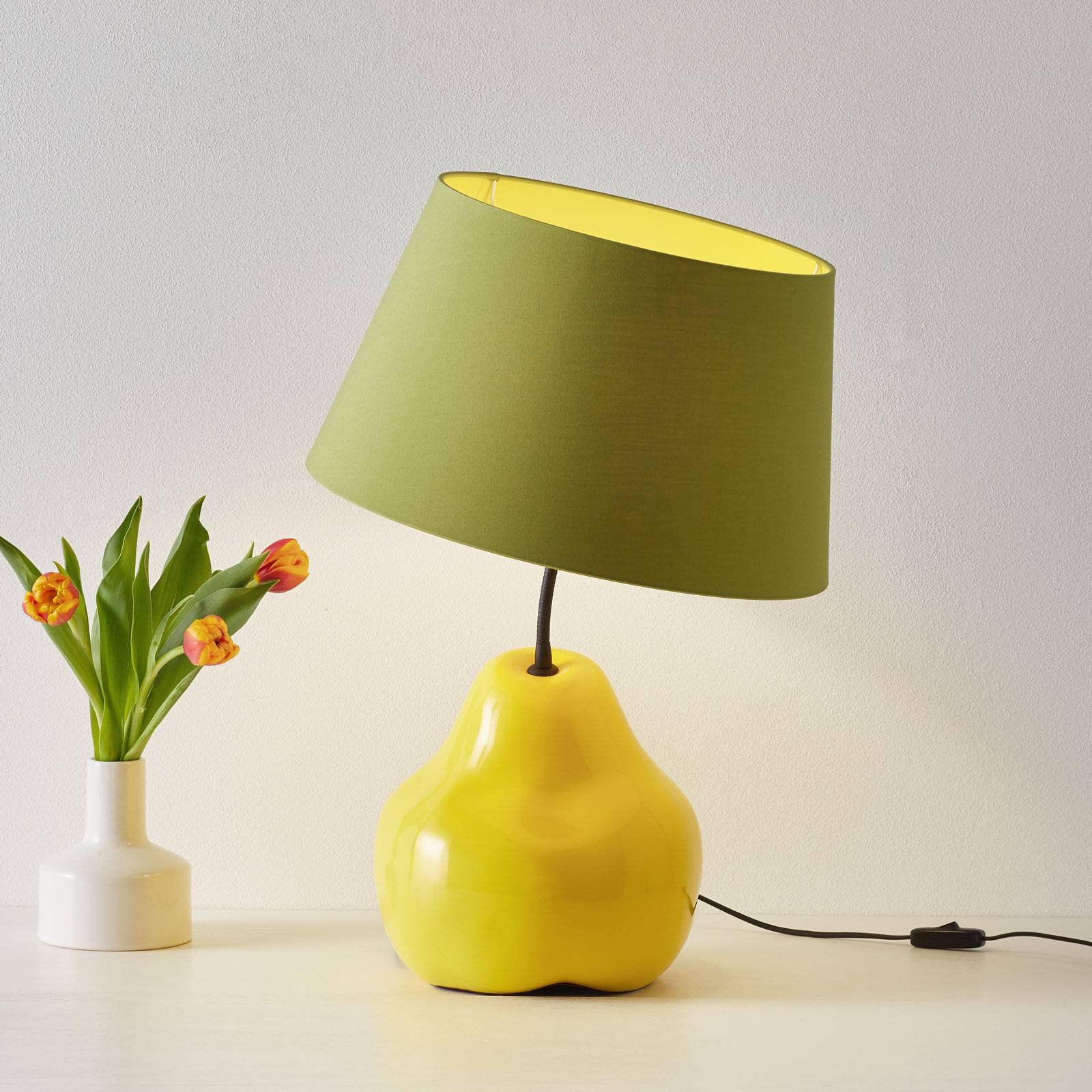 Tekstilbordlampe L188 GLL, keramisk fot, pære
