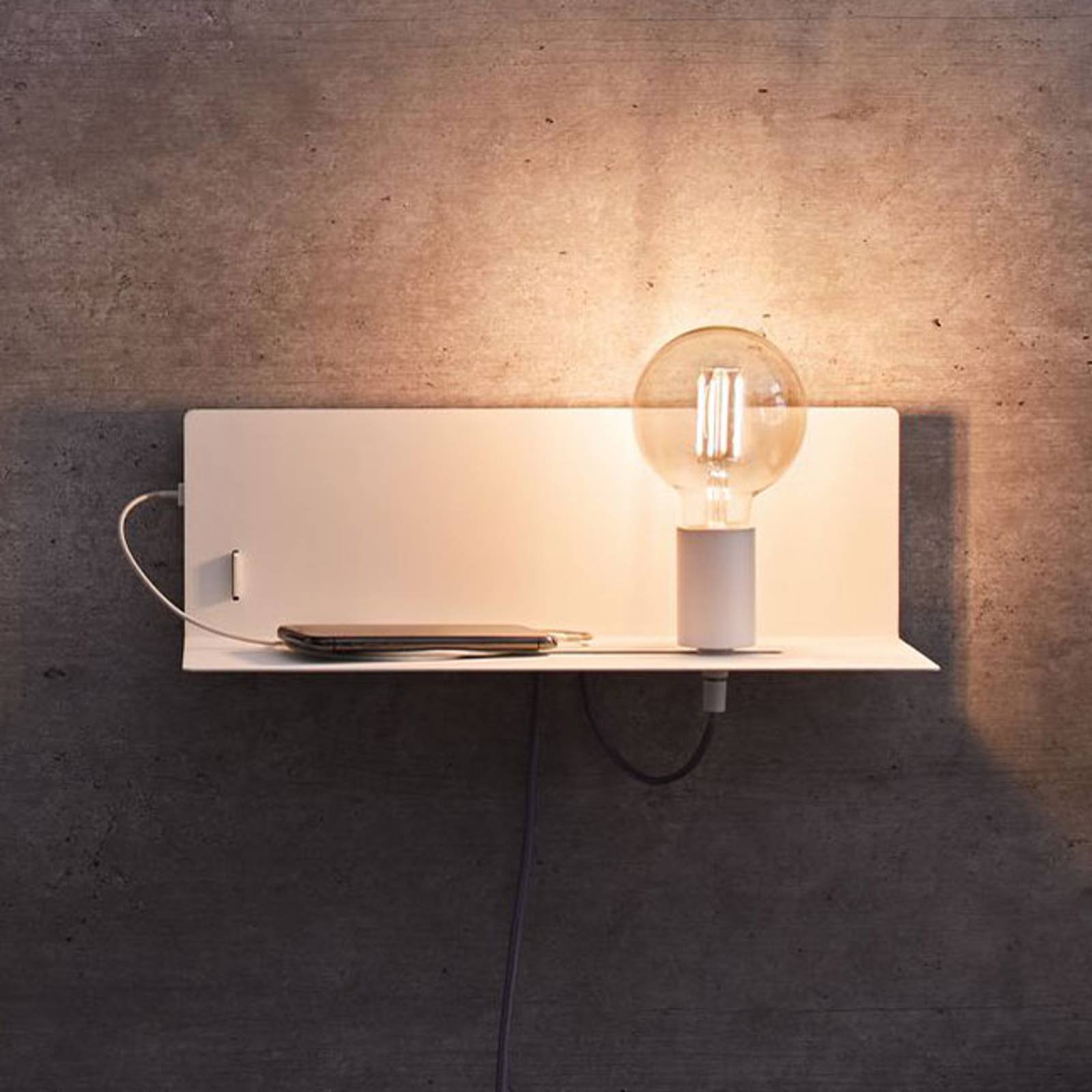 Paulmann Devara vegglampe med hylle, hvit
