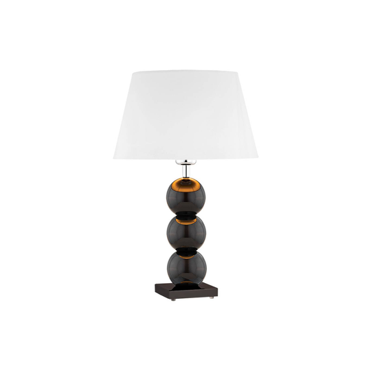 Tekstil-bordlampe Fulda, hvit skjerm, svart fot