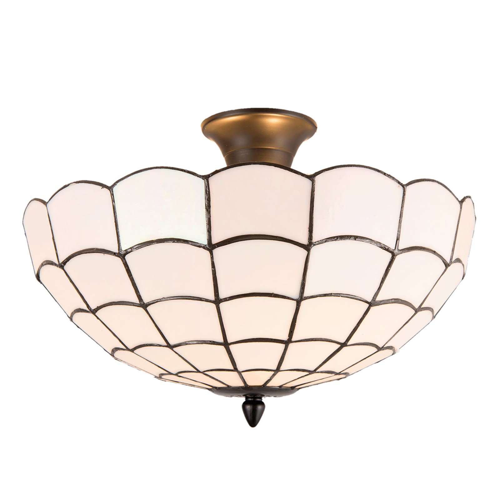 Wiebke taklampe, hvit, i Tiffany-stil