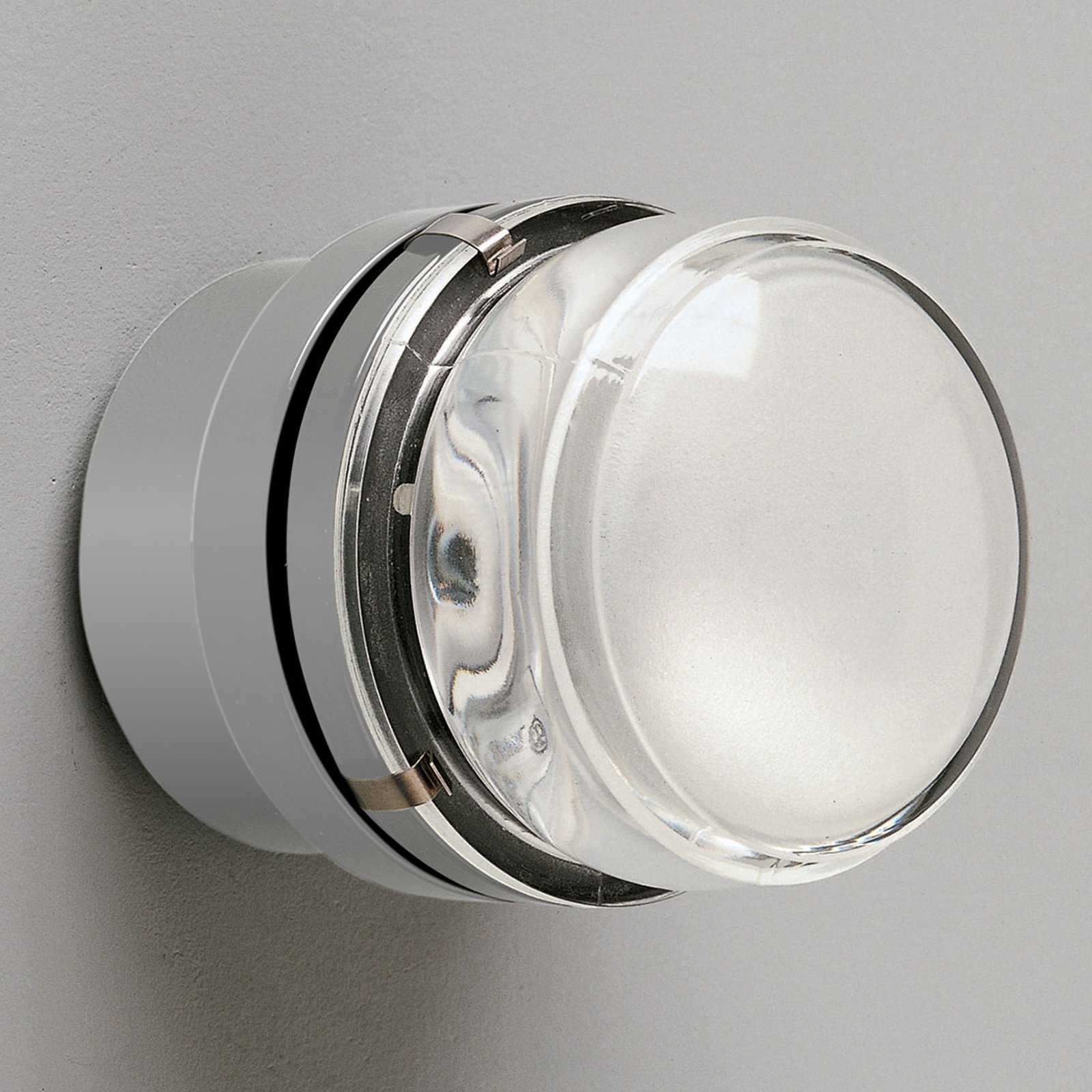 Fresnel - vegglampe med glasslinse, grå - IP44