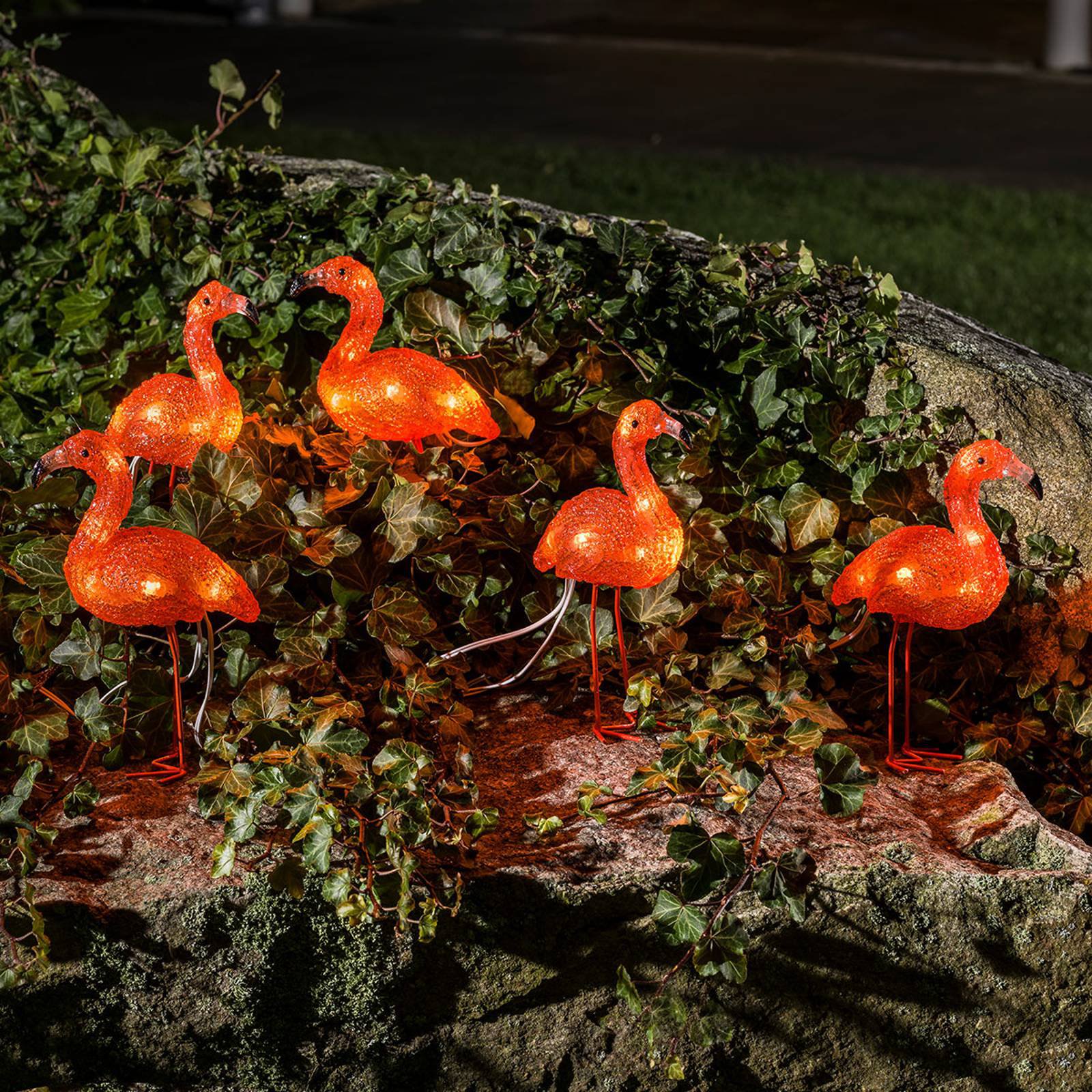 Flamingo LED-dekorasjonsbelysning i 5er-sett