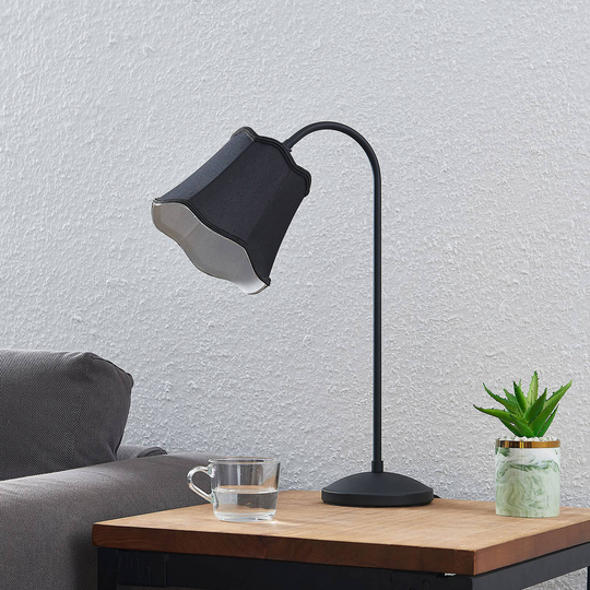 Lucande Binta bordlampe av tøy, vintage, svart