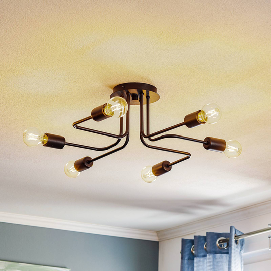 Atol taklampe, 6 lyskilder, svart
