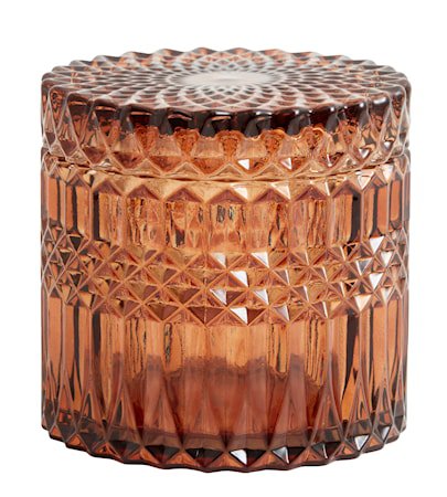 Welly Glasskrukke med lokk Amber L