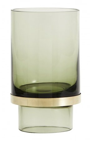 Stearinlysholder/Vase Glass - Transparent Green