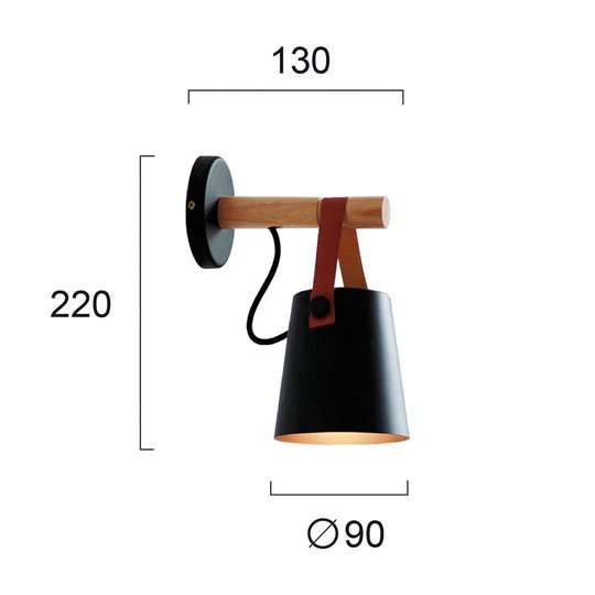 Vegglampe Vetra med stålskjerm, svart