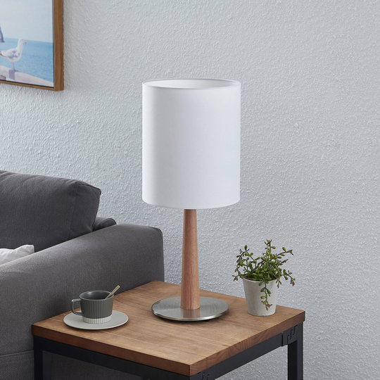 Lucande Heily bordlampe, sylinder, 30 cm, hvit