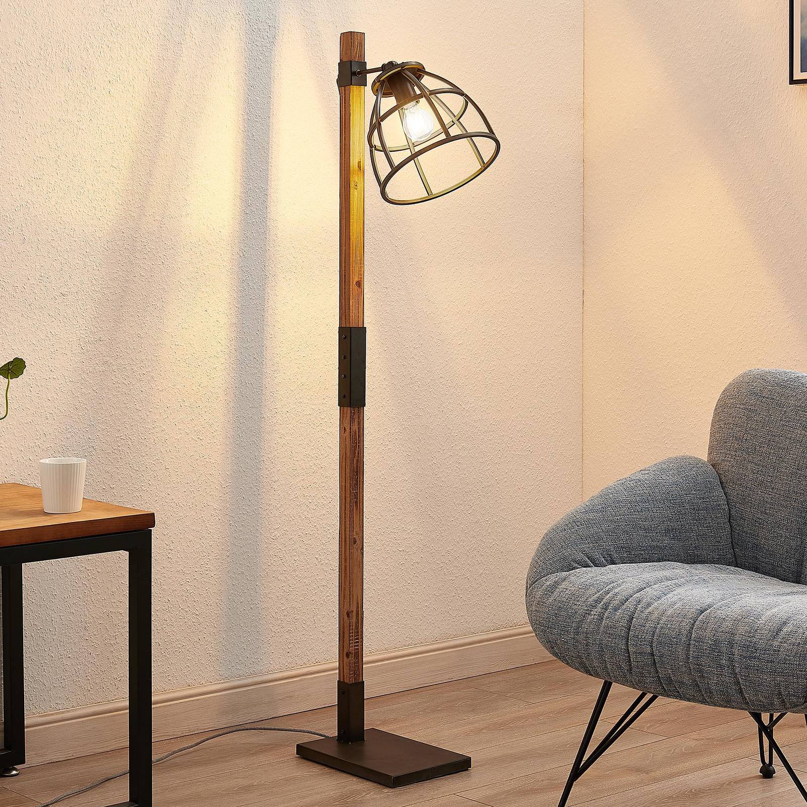 Lindby Tanina gulvlampe med burskjerm