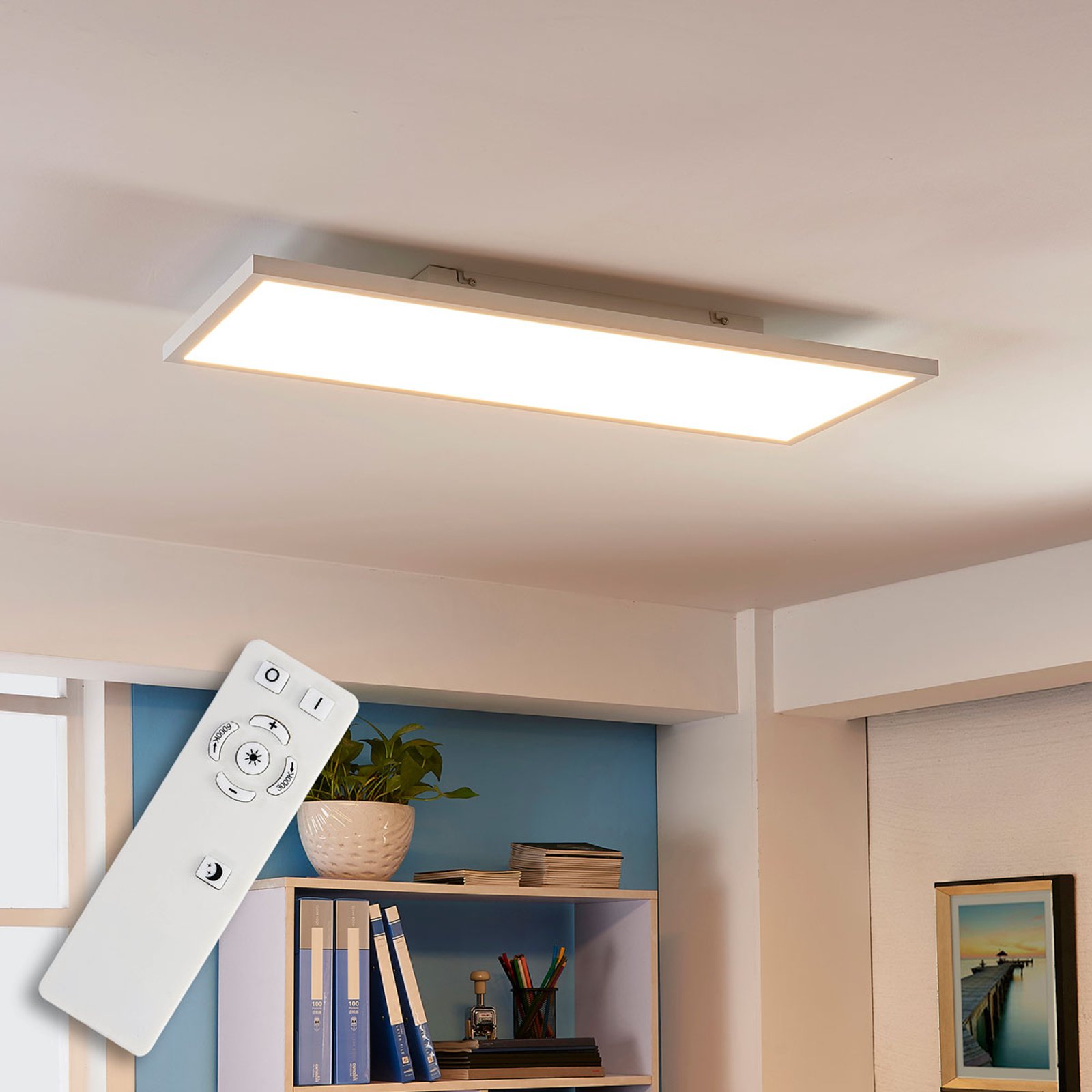 Avlang LED-taklampe Philia, lysfarge variabel