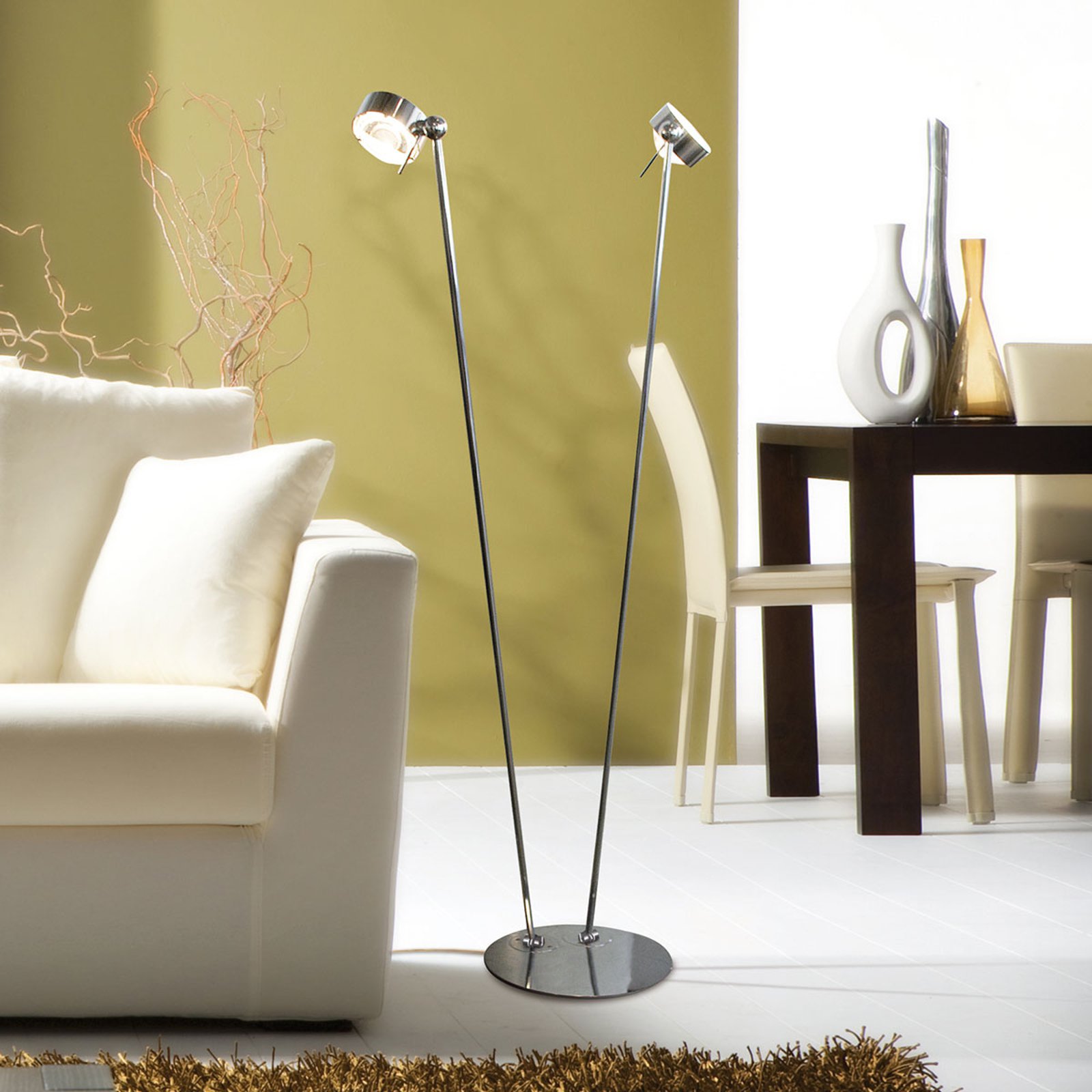 Bevegelig stålampe PUK FLOOR krom