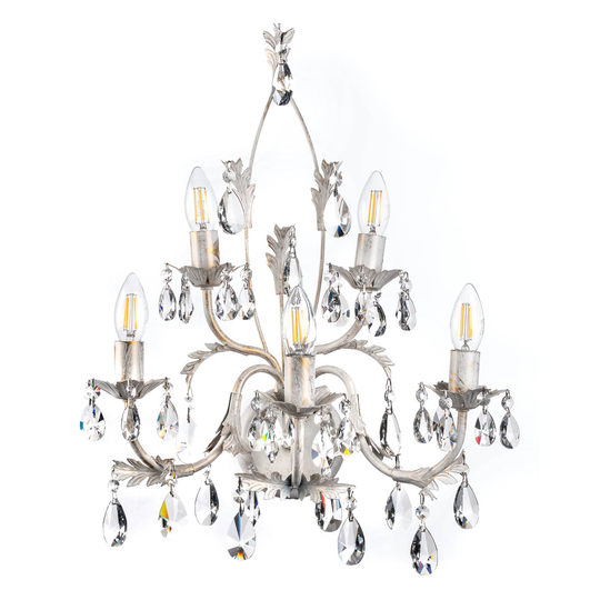 Krystallvegglampe Teresa, elfenbein, 5 lyskilder