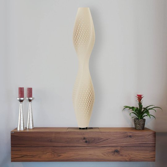 LED-gulvlampe Flechtwerk Lava, 75 cm, beige