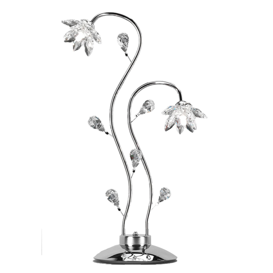 Ninfea bordlampe, krom, krystallblomster, 80 cm