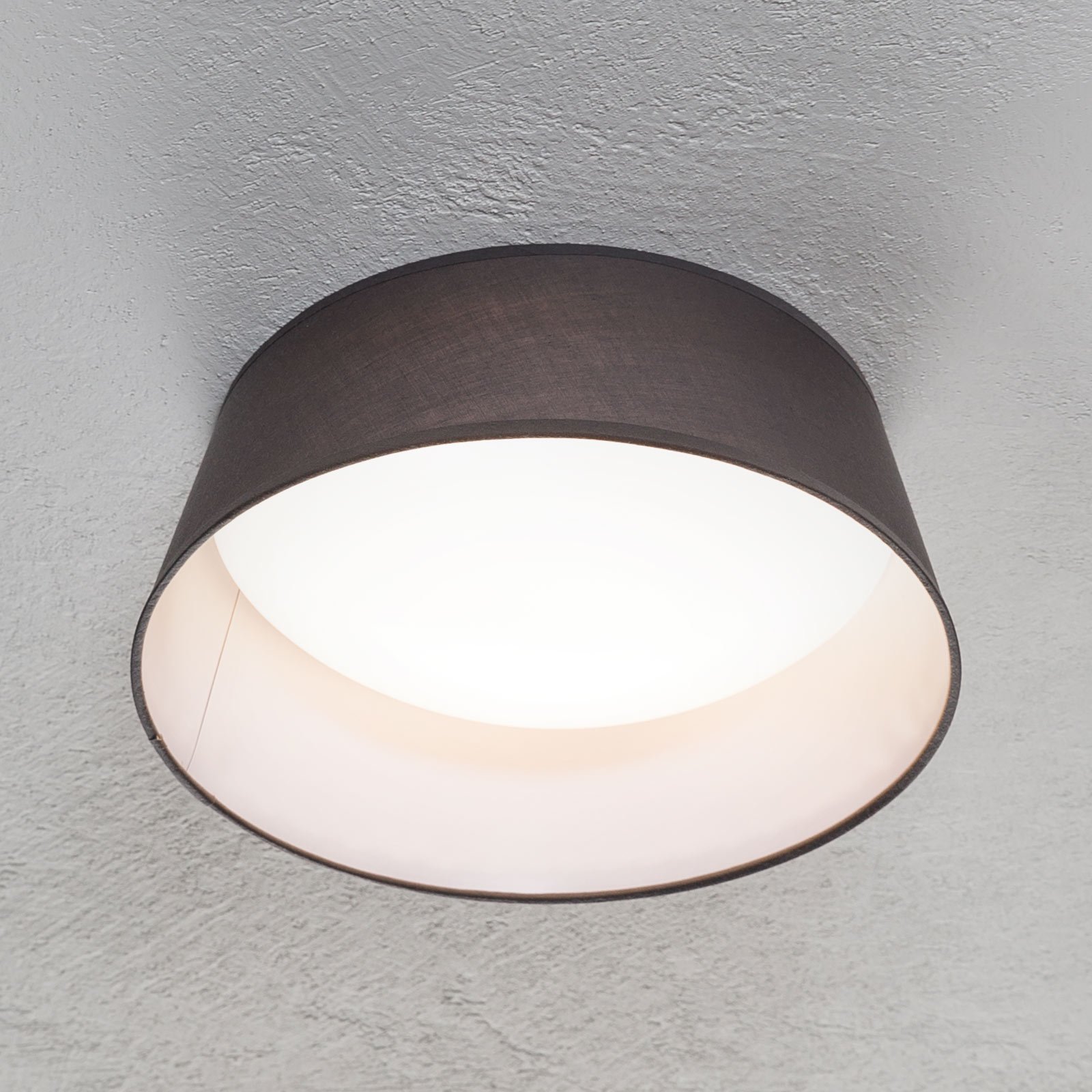 LED-taklampe Ponts med grå tekstilskjerm