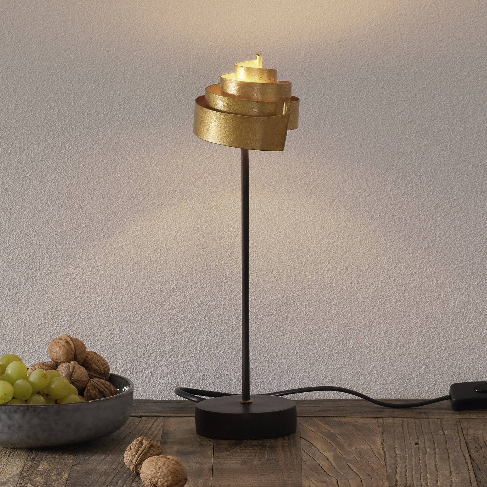 Formfullendt bordlampe BANDEROLE GOLD av jern