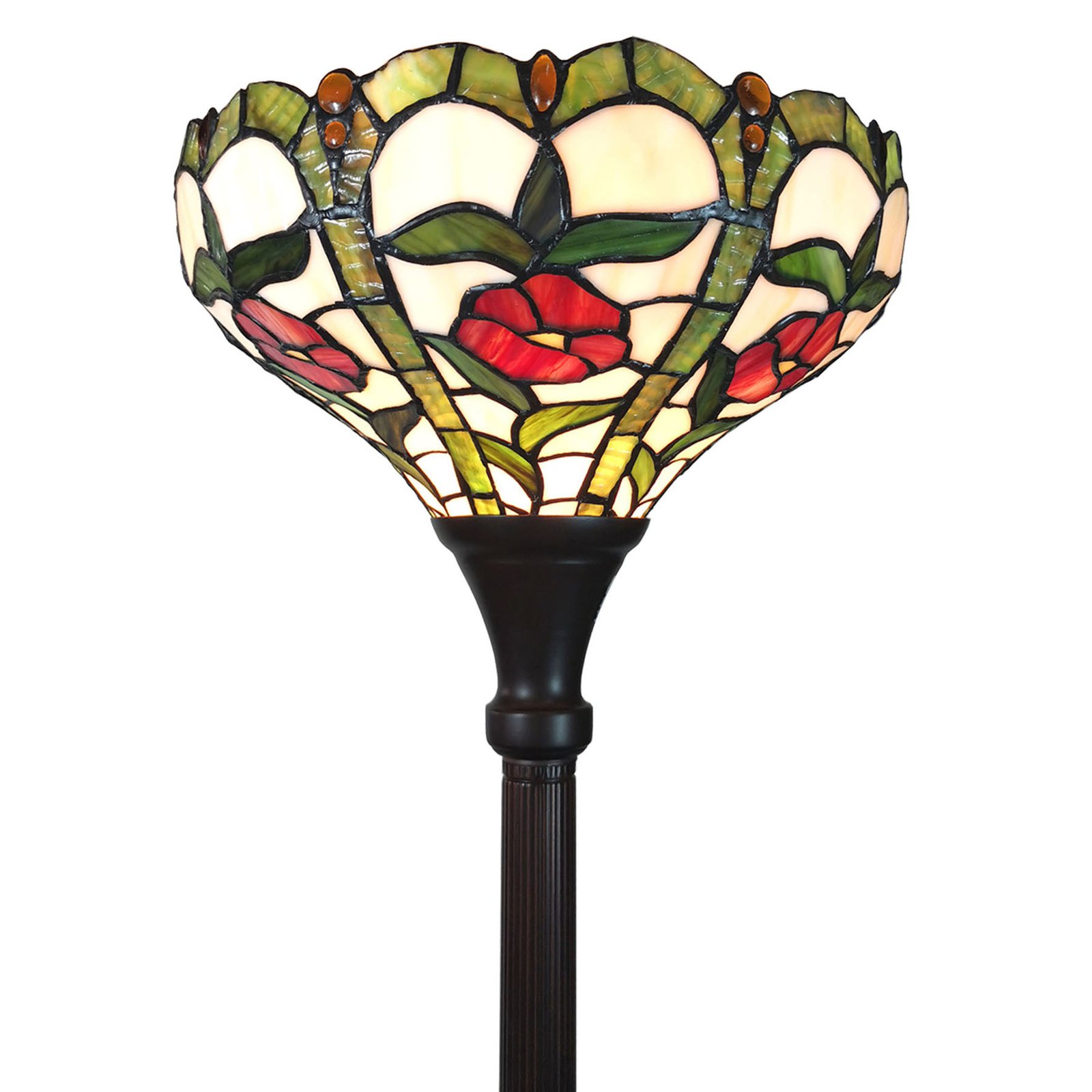6025 gulvlampe med glasskjerm i Tiffany-utseende