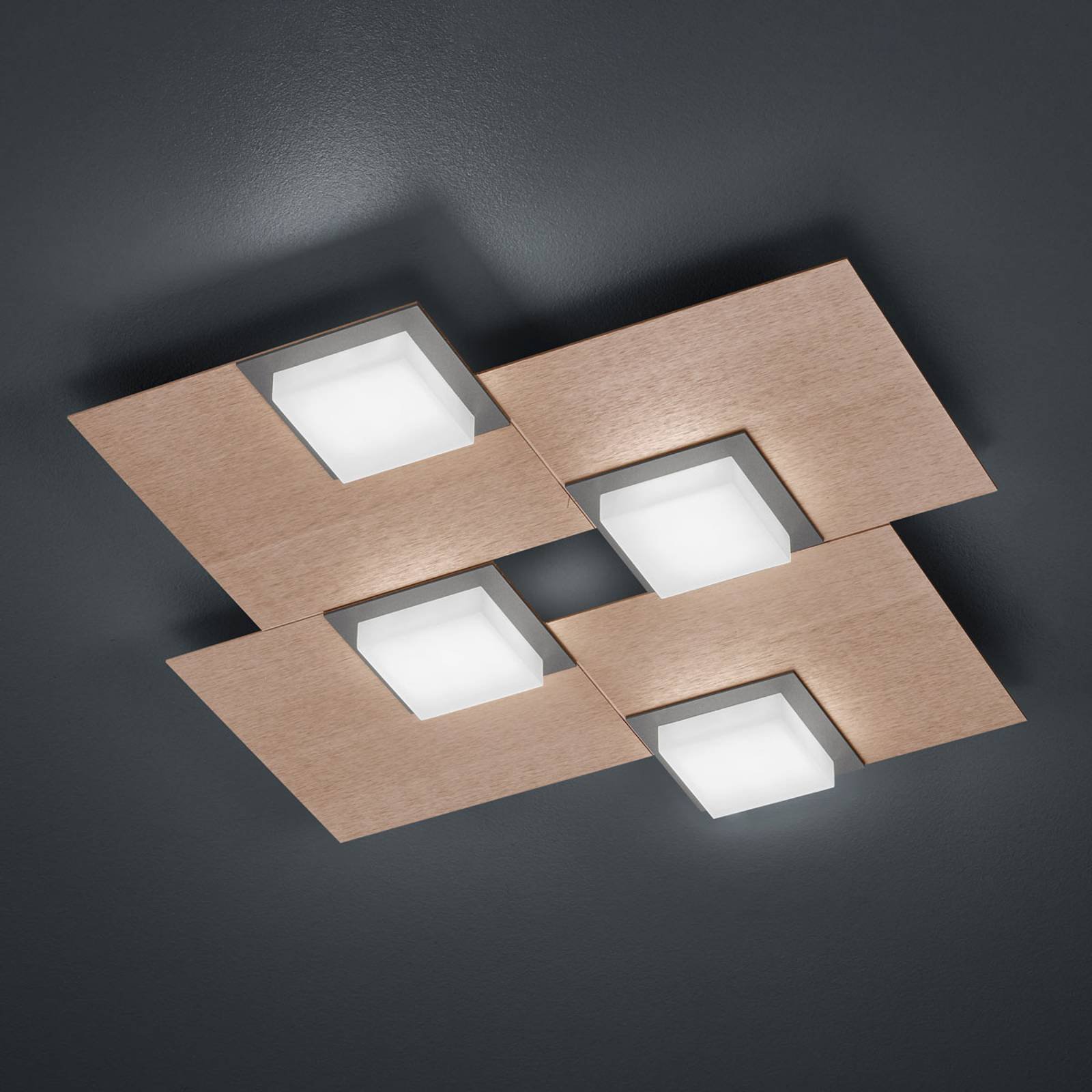 BANKAMP Quadro LED-taklampe rosé-gull