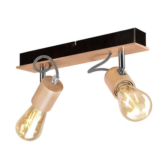 Taklampe Loki, 2 lyskilder, lyst tre / svart