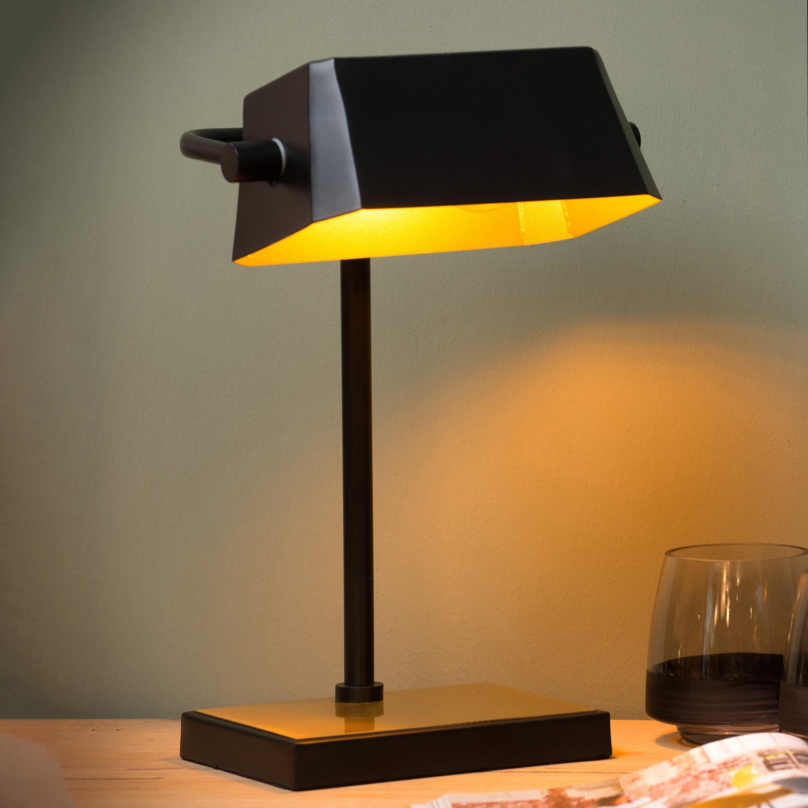 Lance bordlampe svart, matt gull