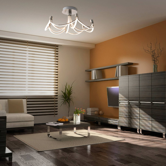 LED-taklampe Festos, nikkel matt, dimbar