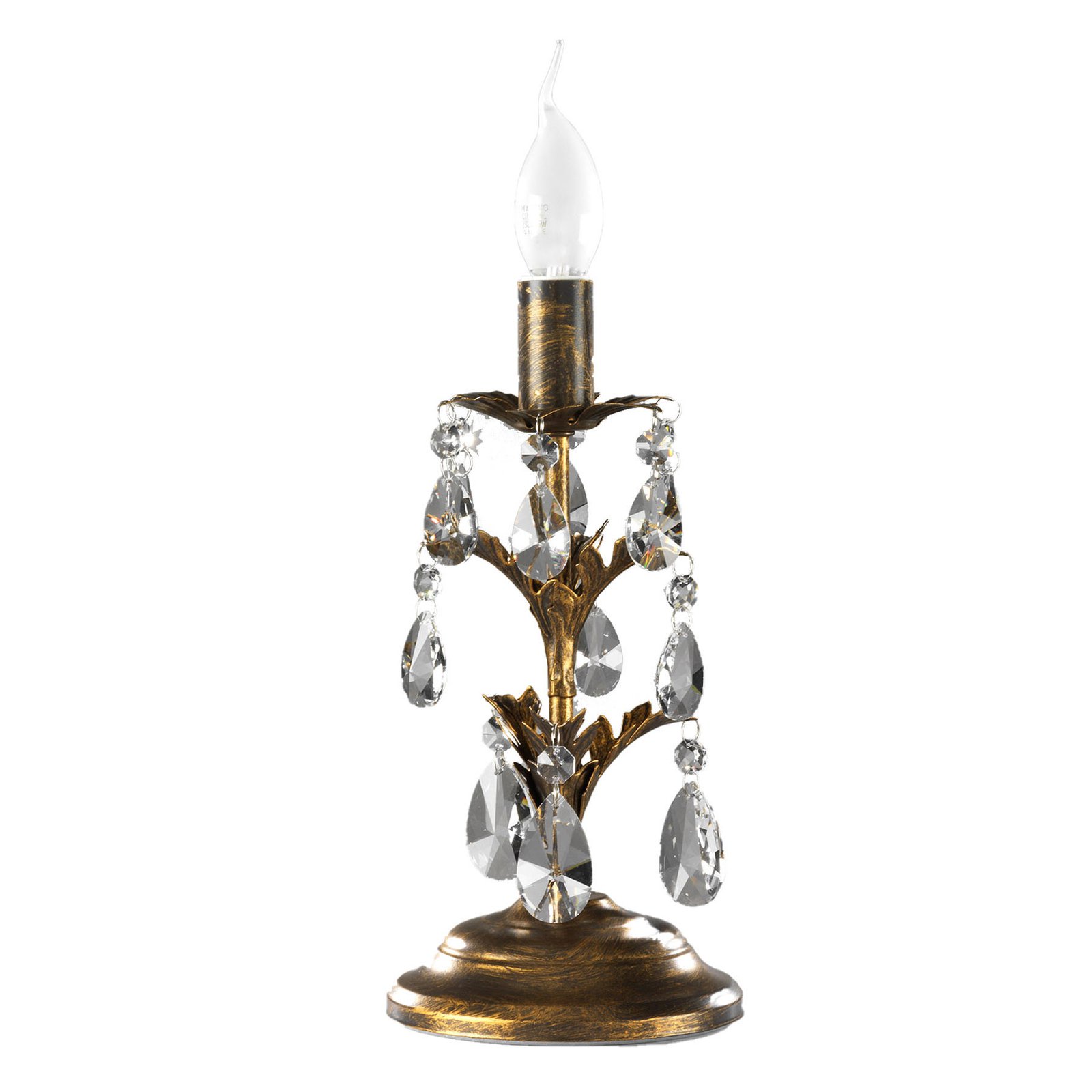 Bordlampe Teresa med krystaller, uten skjerm