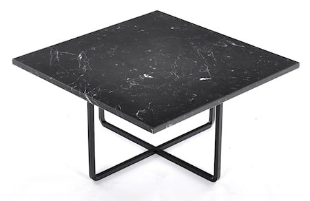 Ninety 60x60 sofabord - Svart marquina/svart metallstomme
