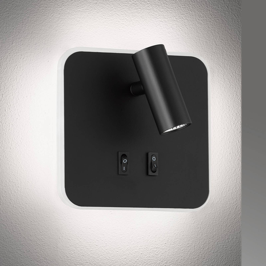 Mila LED-vegglampe med 2 brytere, matt svart