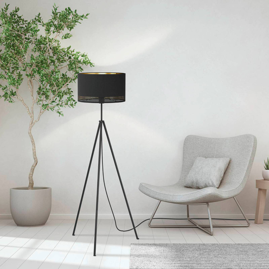 Gulvlampe Esteperra, tripod, svart/gull