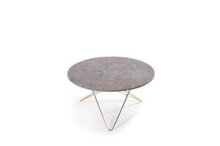 O Table Spisebord Messing/Grå Marmor Ø100