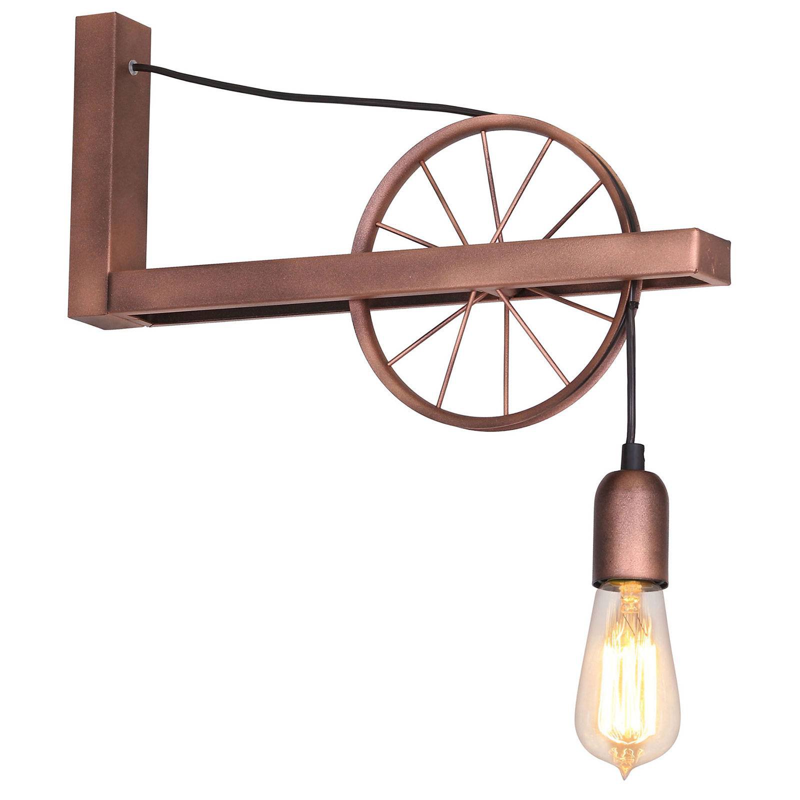 834 vegglampe med hjul, 1 lyskilde, kobber