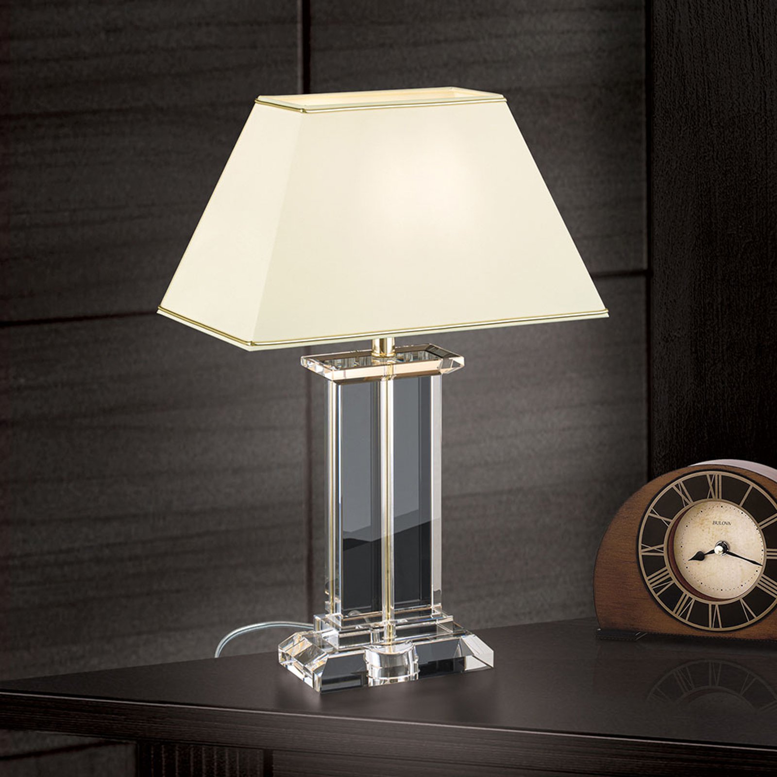 Bordlampe Veronique, fot bred, krem/gull
