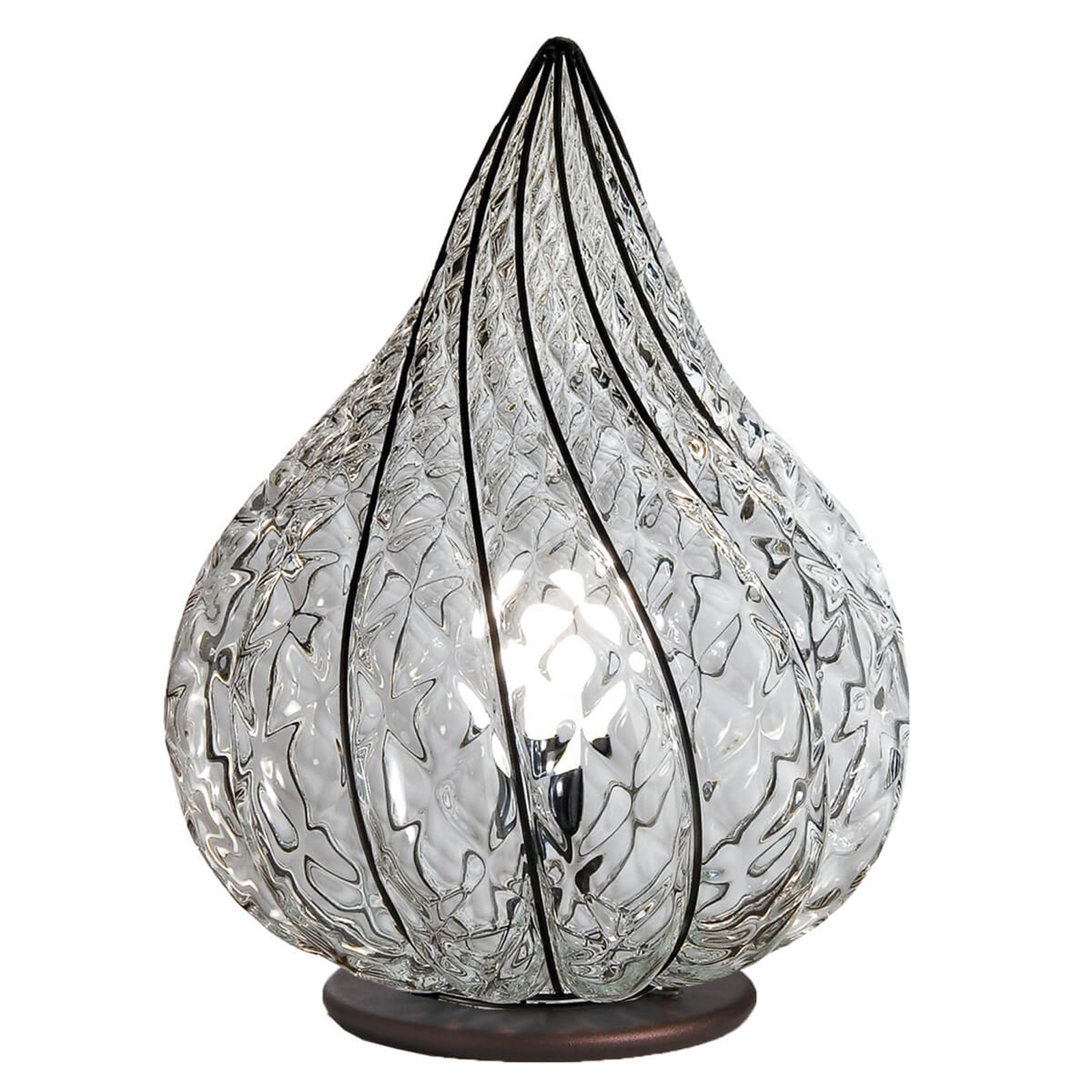 Bordlampe Goccia, håndlaget, klar
