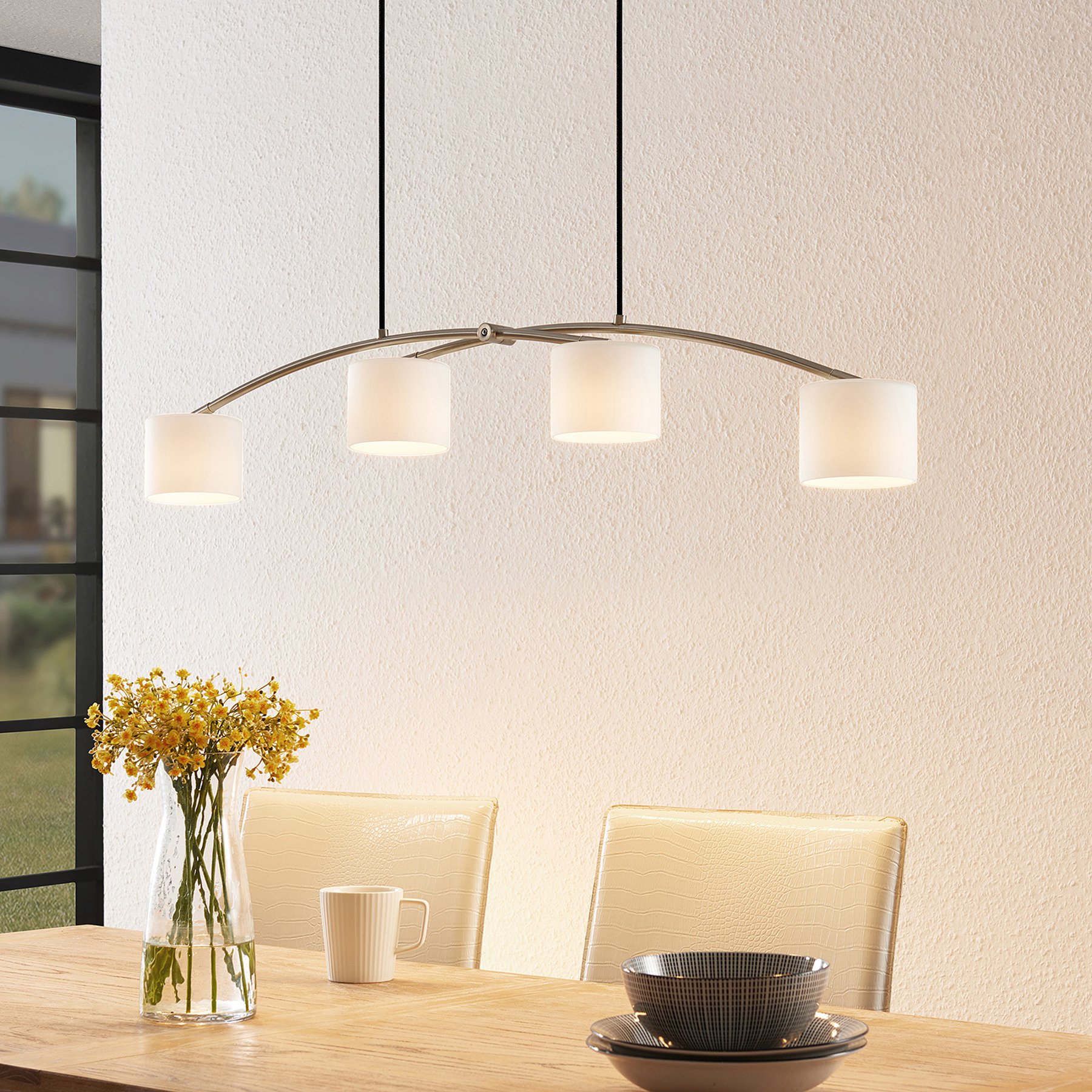 Lucande Juljana pendellampe, 4 lyskilder, glas
