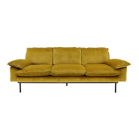 Retro Sofa Fløyel 3-seter Oransje/Gul