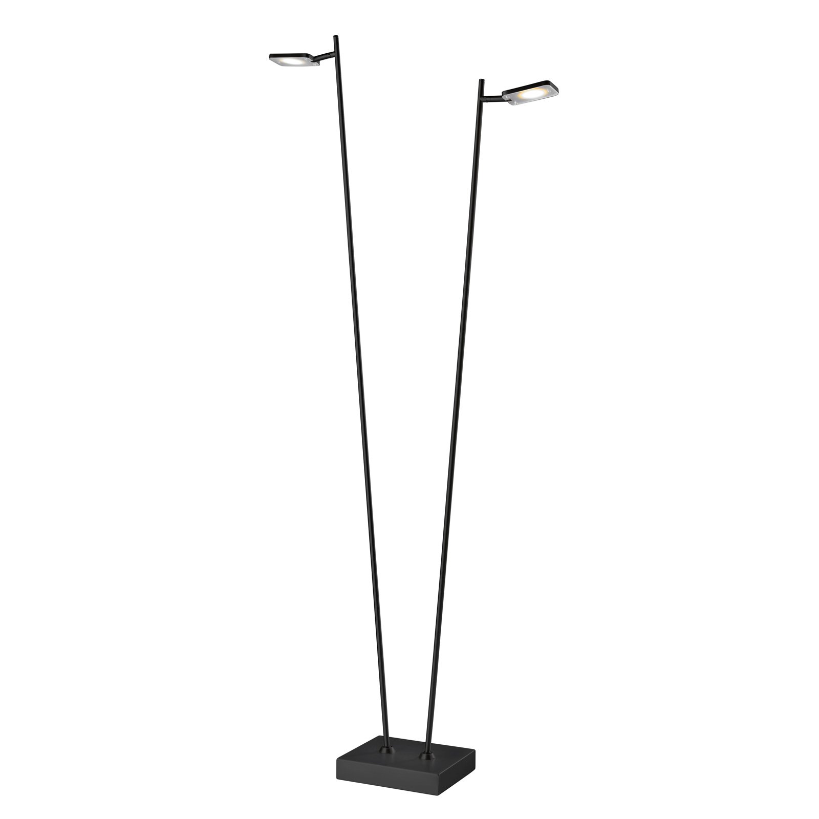 LED-gulvlampe Quad, dimmer, 2 lyskilde, svart