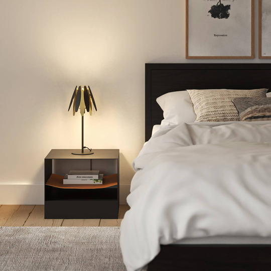 Lucande Lounit bordlampe, svart-gull