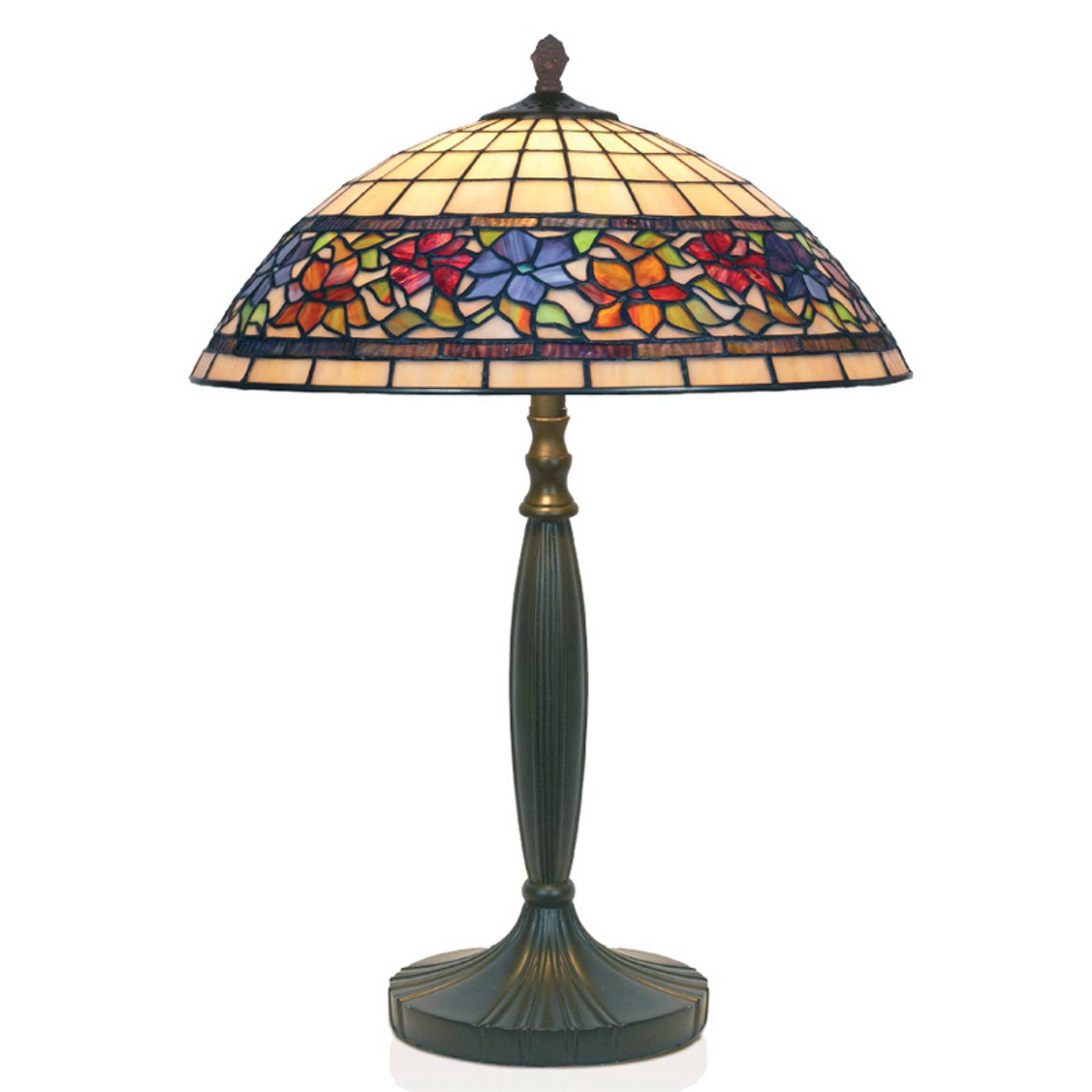 Håndlaget FLORA bordlampe i Tiffany-stil