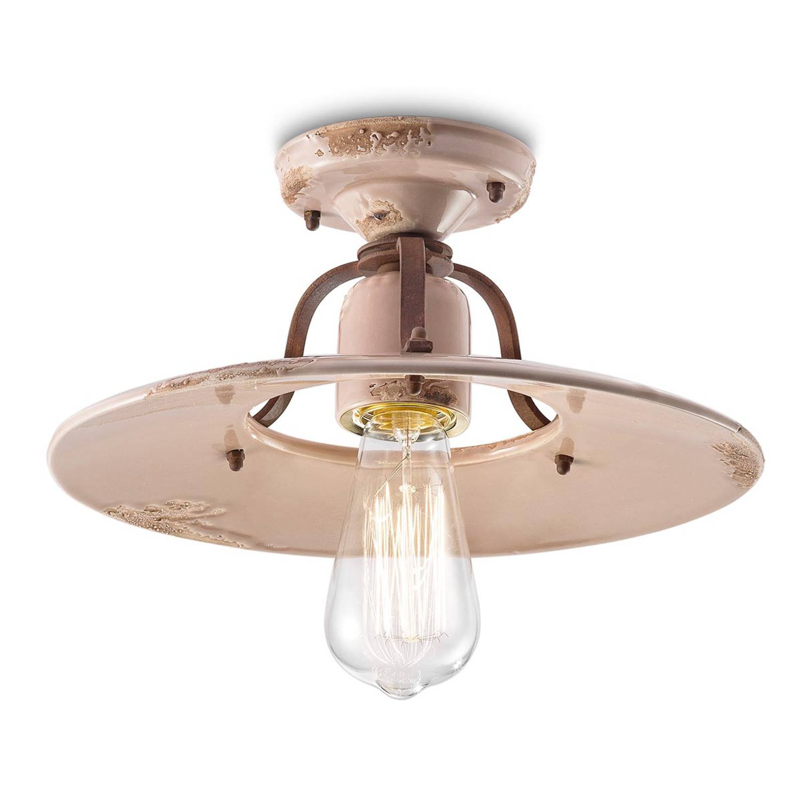Keramikk-taklampe Giorgia, gammelrosa, 30 cm