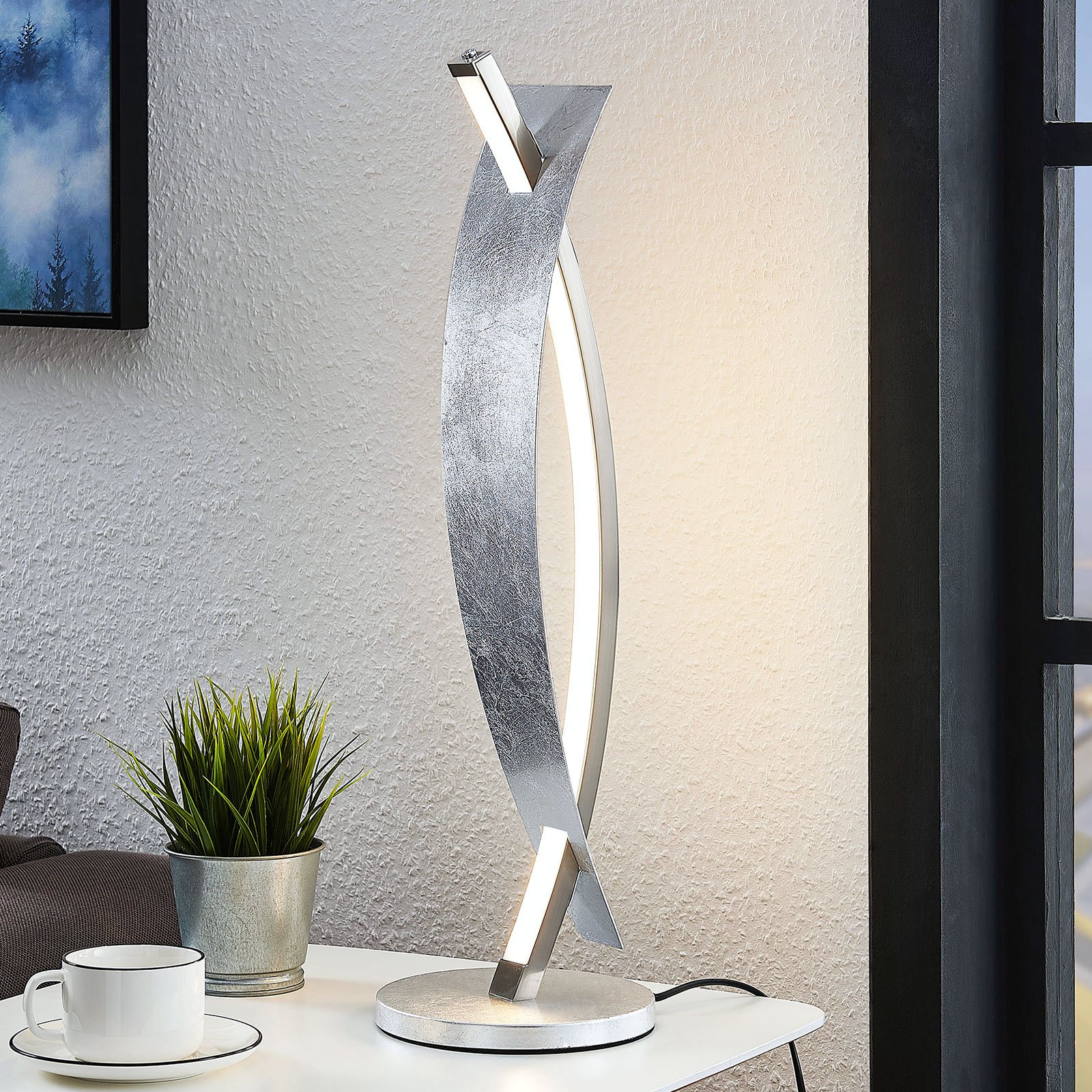 LED-bordlampe Marija i sølv