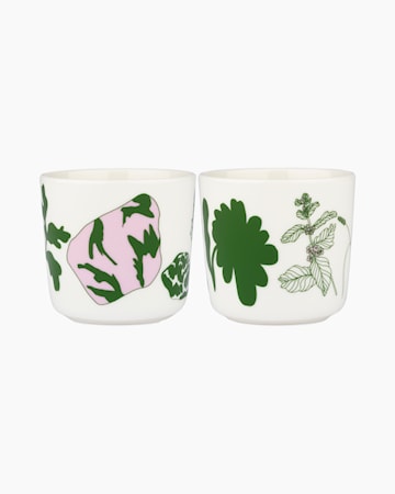 Oiva / Elokuun Varjot kaffekopp 2 dl 2-pakning hvit/grønn/Pale Pink
