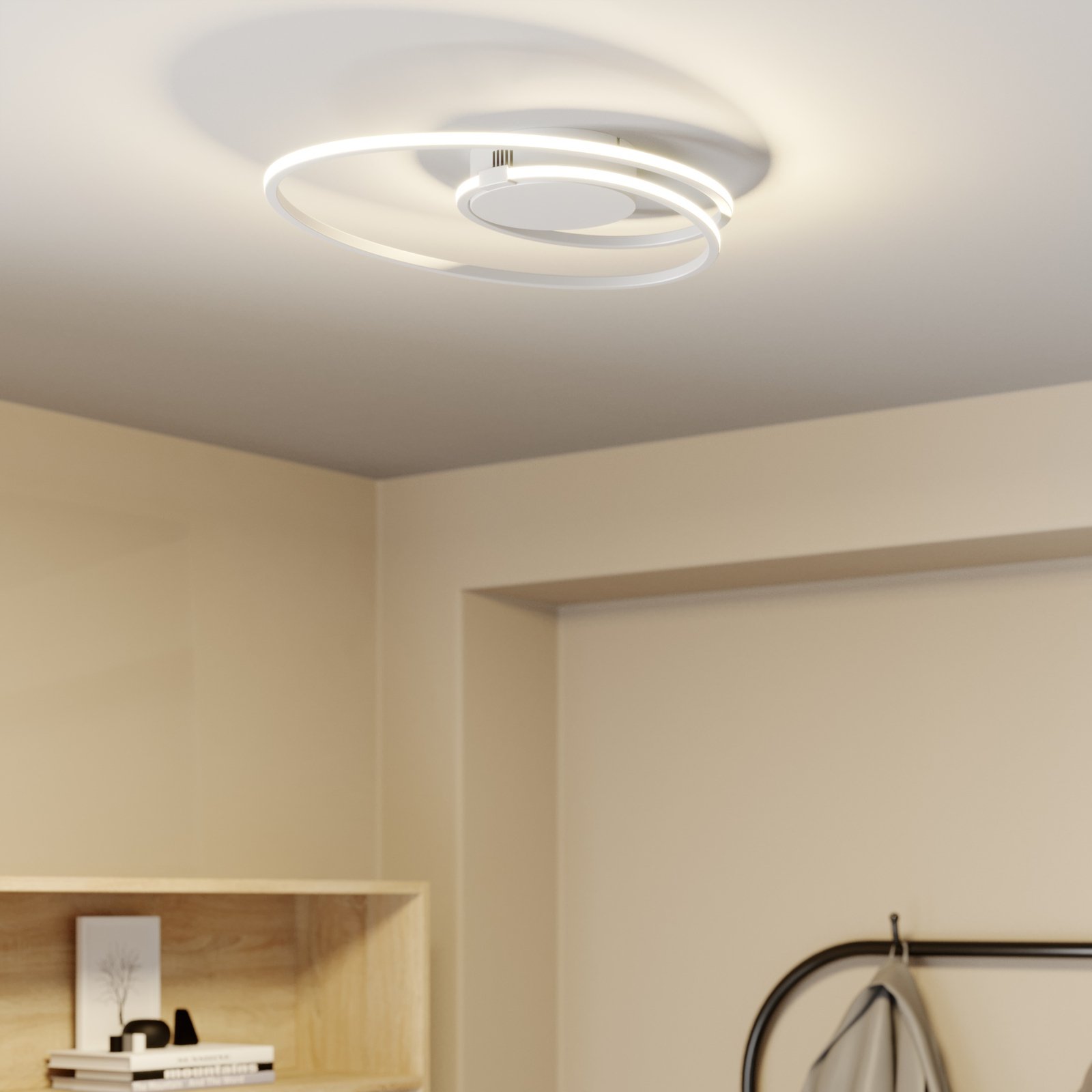 Lindby Xenias LED-taklampe, hvit, 49 x 30 cm