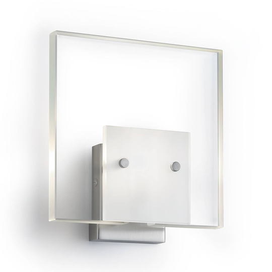 Satinert vegglampe GLASS, matt nikkel